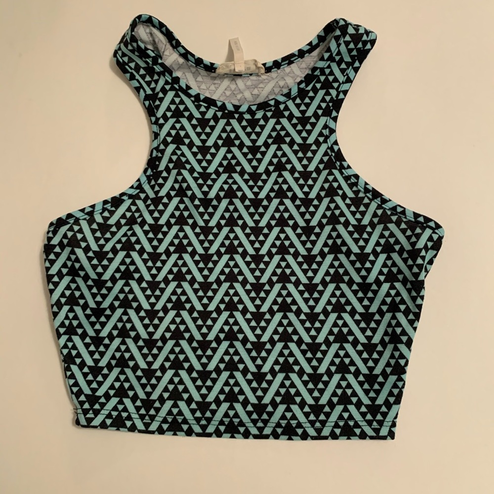 Black and Blue Chevron Designed Crop Top